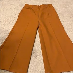 Brown wide leg pants with sash belt
